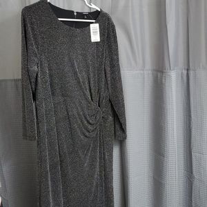 NWT Torrid black shimmer‎ knotted 3/4 sleeves shift dress Size 2